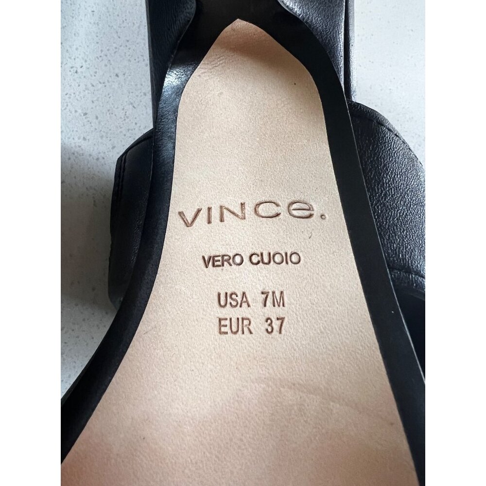 VINCE Cora black leather Kitten Heel Slide Sandal SIZE 7 NEW - Picture 7 of 7
